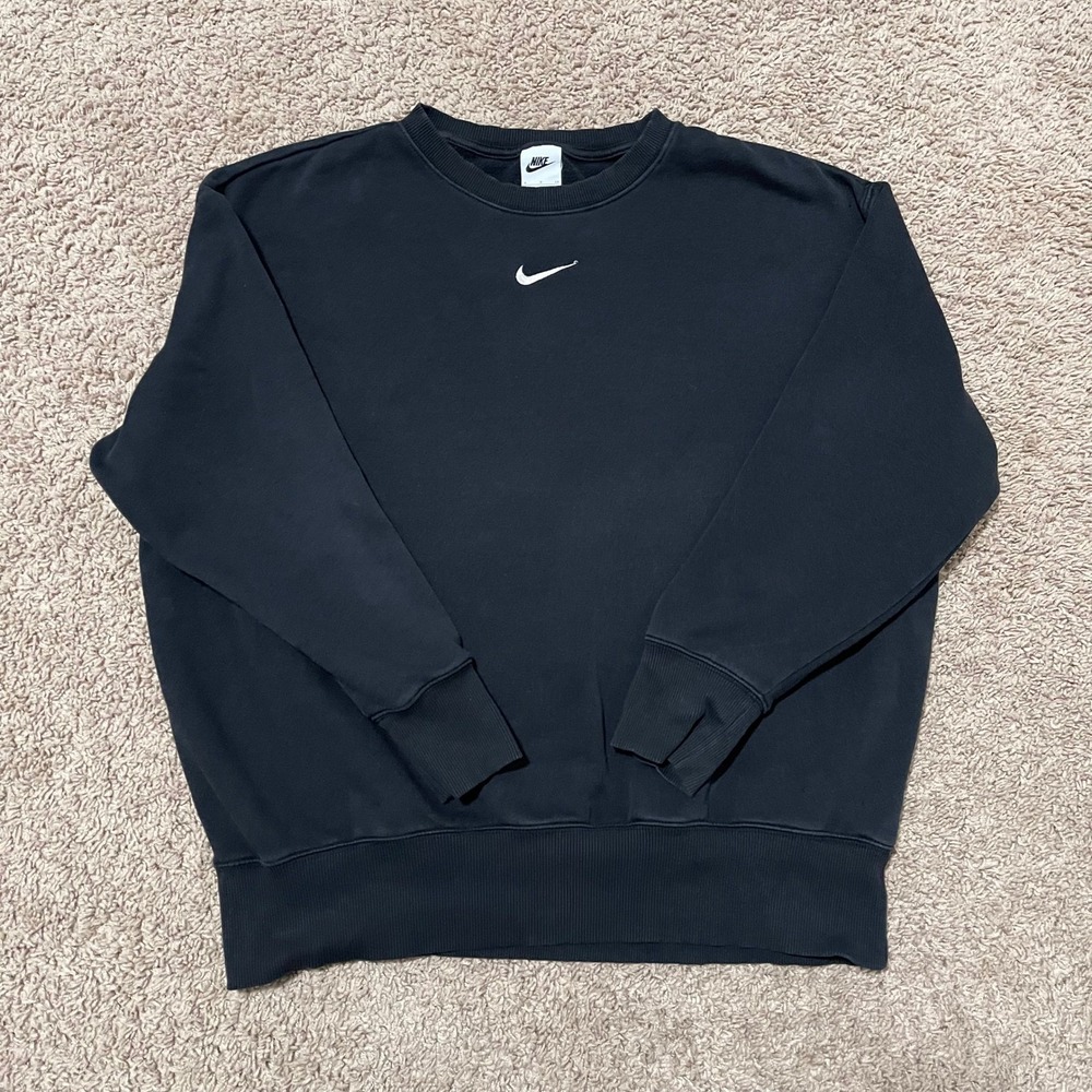 Nike Sportswear Sweatshirt Womens Small Black Phoenix Fleece Centre Swoosh Fade